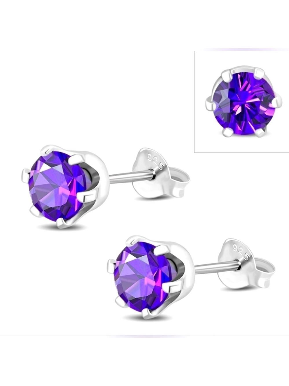 Earrings --Amethyst CZ Sterling Silver Studs